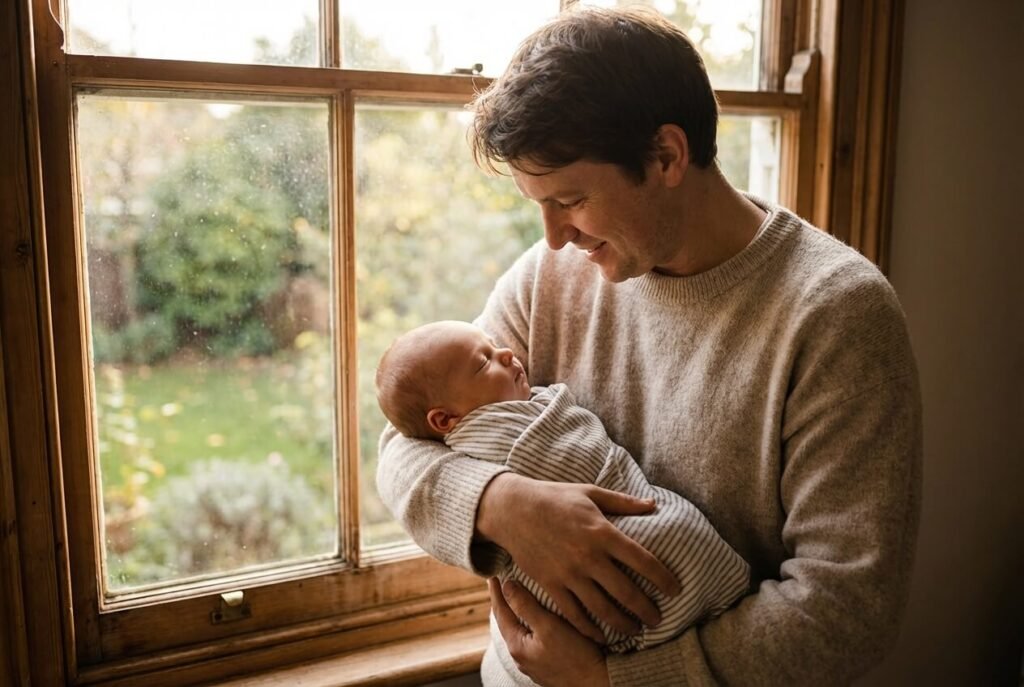Parent holding newborn baby